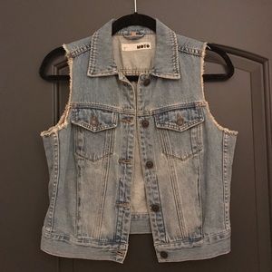 Topshop denim moto vest